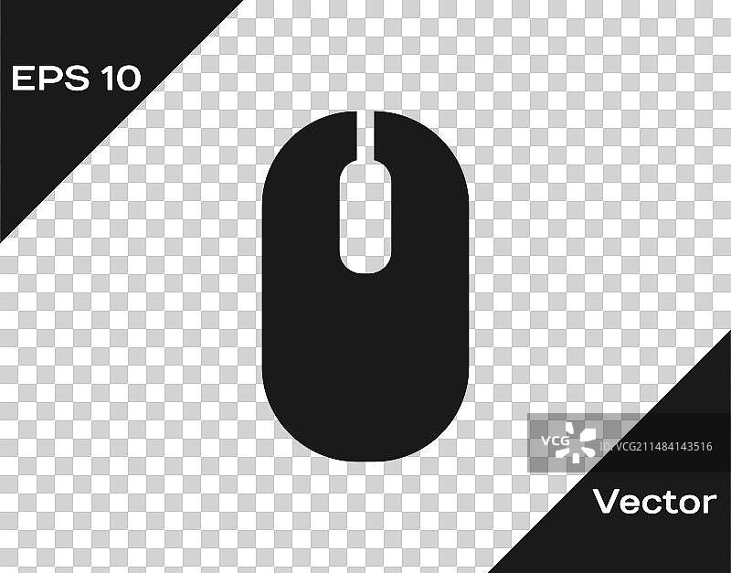 透明背景上的黑色电脑鼠标图标图片素材