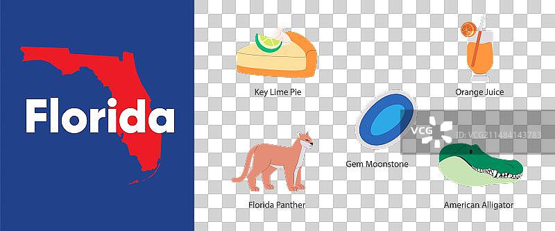 带有橙汁符号图标的佛罗里达州图片素材