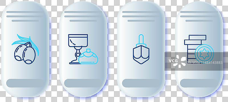 犹太圣爵与光明节甜甜圈线条组合图片素材