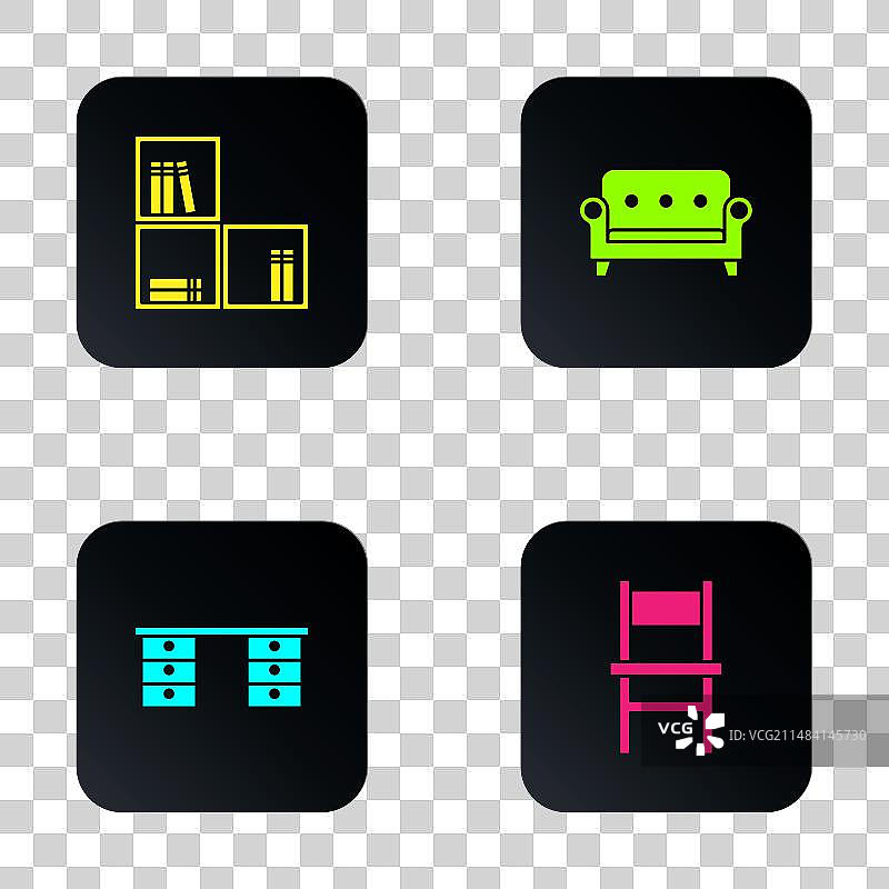 椅子书架办公桌和沙发素材图片素材