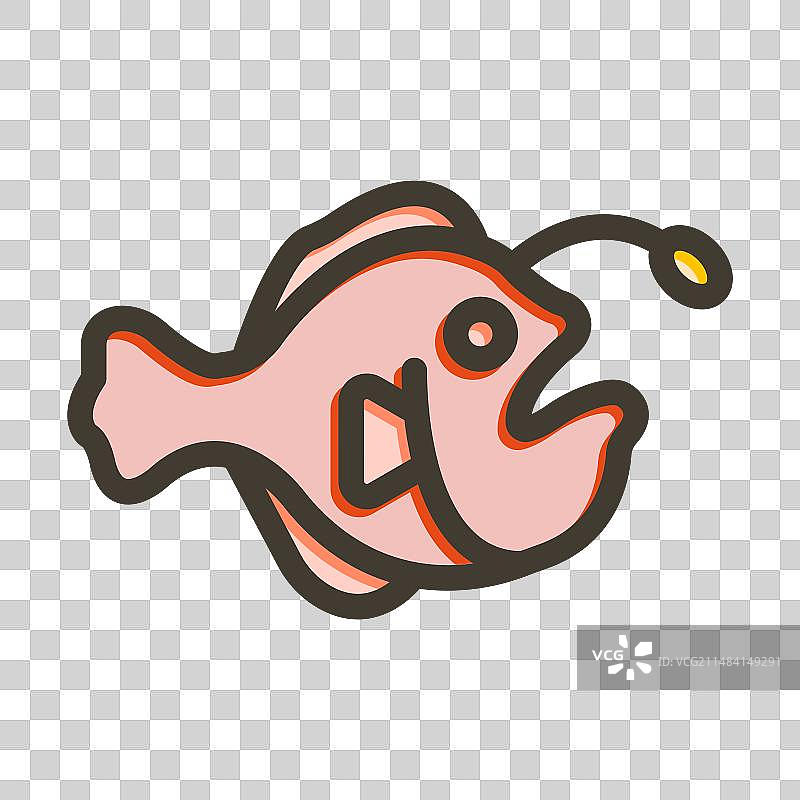 安康鱼粗线条填充颜色图标图片素材