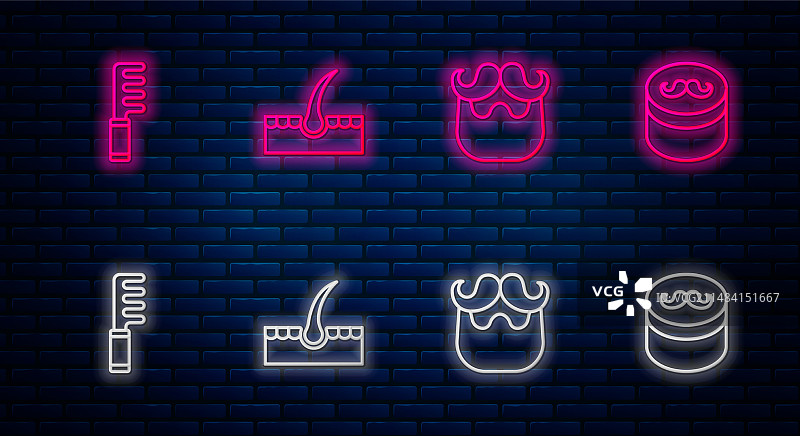 人类毛囊胡须和胡子线条图标图片素材