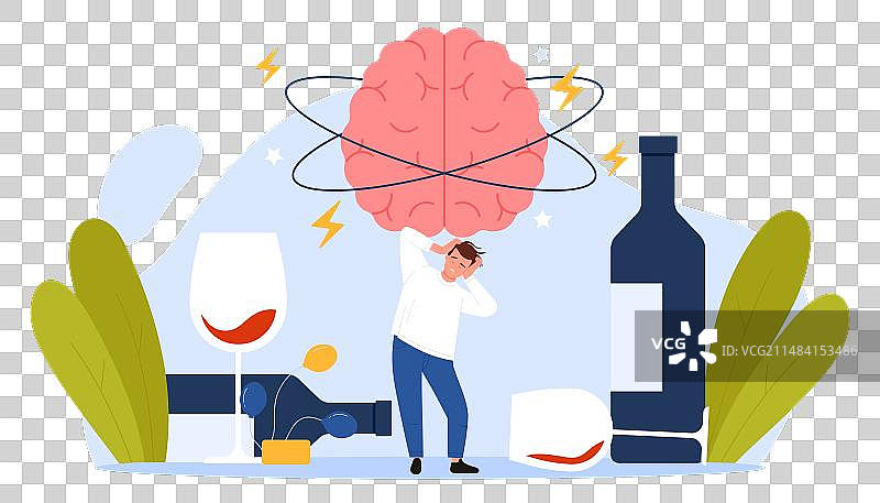 酒精过量宿醉的小醉汉图片素材