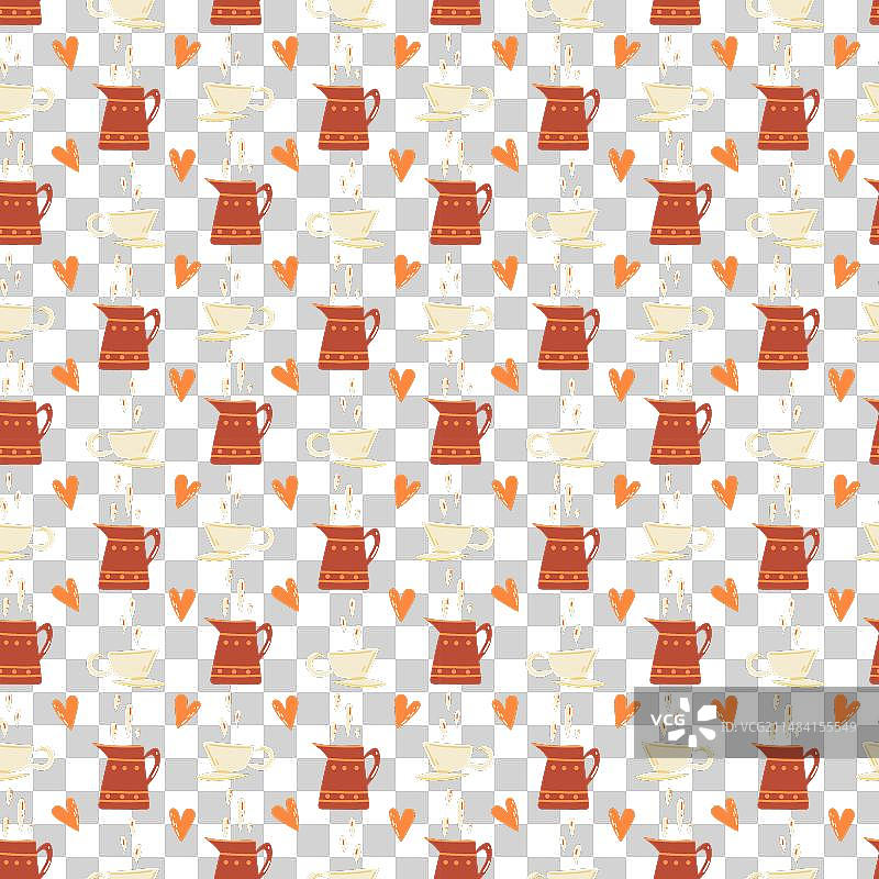 卡通咖啡茶无缝图案图片素材