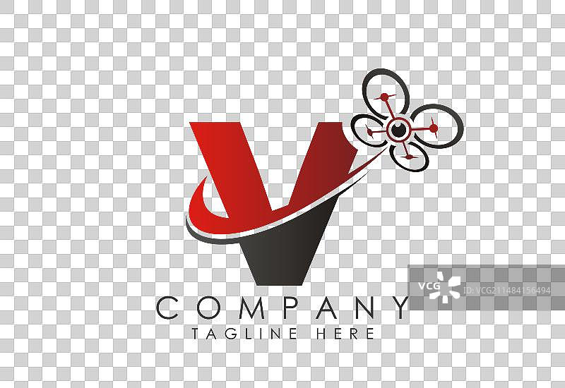 字母V无人机标志设计模板图片素材