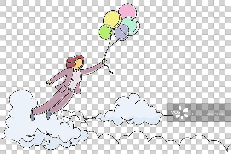 连续单线画：快乐的富人图片素材