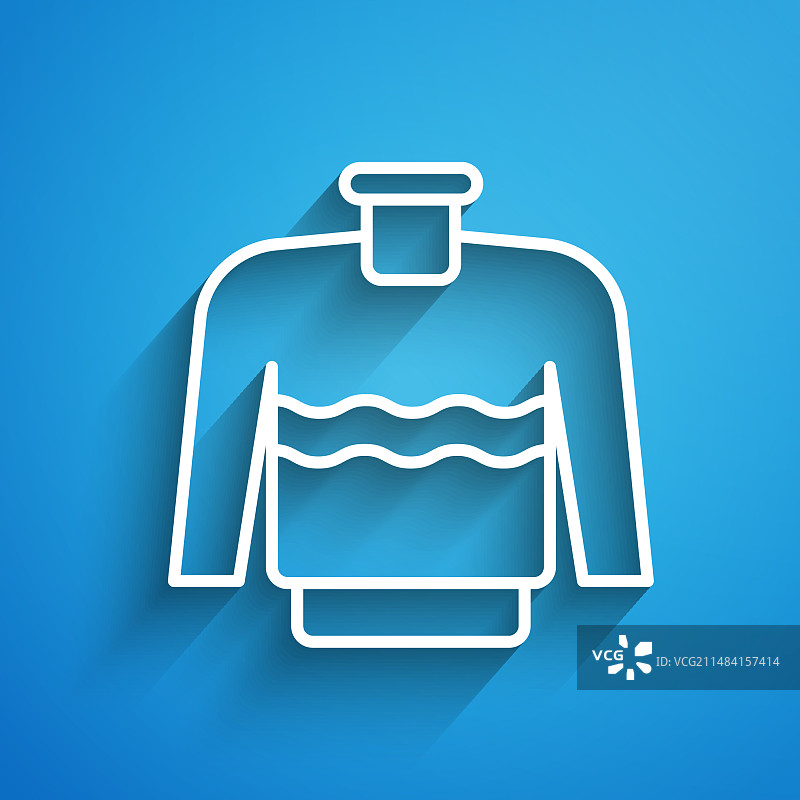 蓝色背景上的白色线条毛衣图标图片素材