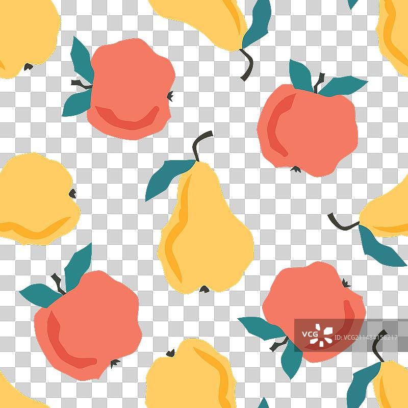 卡通梨和苹果无缝图案图片素材