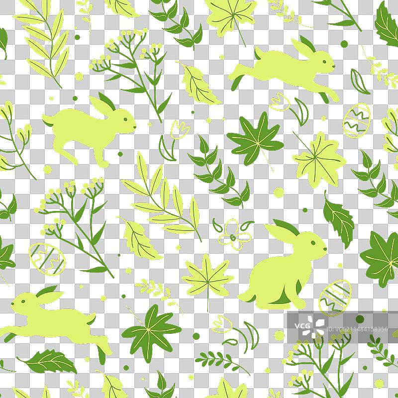 在春日草地上跳跃的可爱兔子图片素材