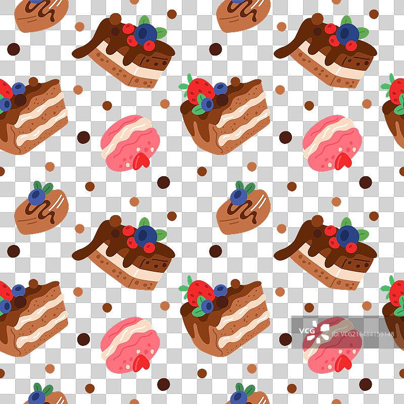 甜味饼干蛋糕切片无缝图案图片素材