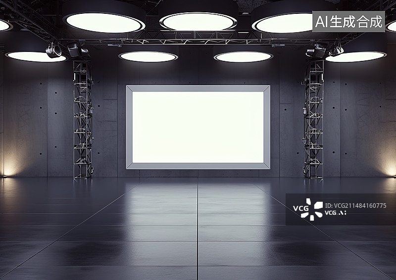 【AI数字艺术】3D渲染灯光舞台发布会广告牌图片素材