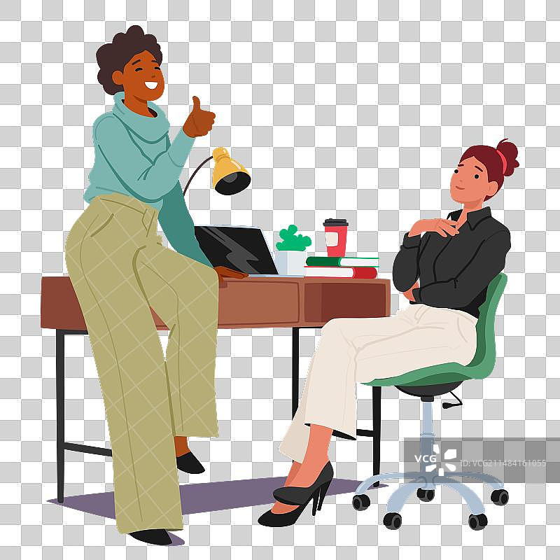 女人专注地与人交谈图片素材