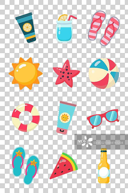 夏季海滩卡通海洋休闲套装图片素材