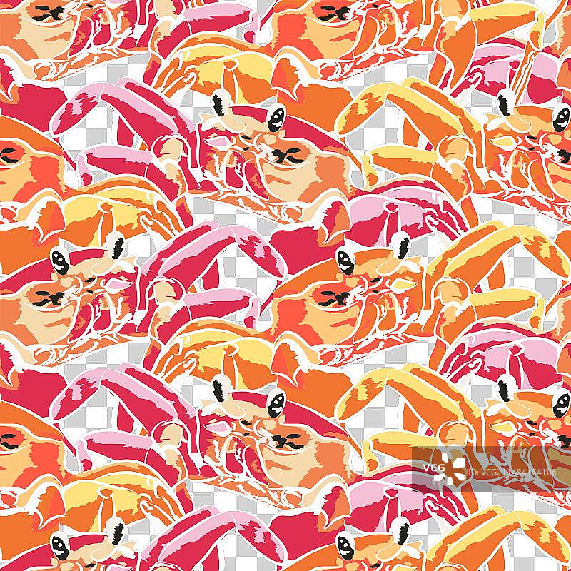 彩色螃蟹无缝图案图片素材