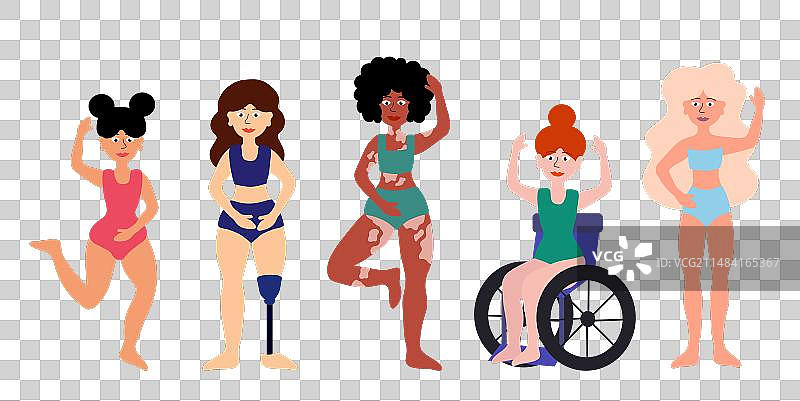 身体积极概念，女性穿着泳衣站立图片素材