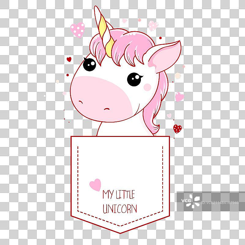 口袋里的小独角兽卡通形象图片素材