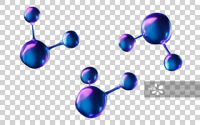 生物科技分子与霓虹灯光效果3D渲染图片素材