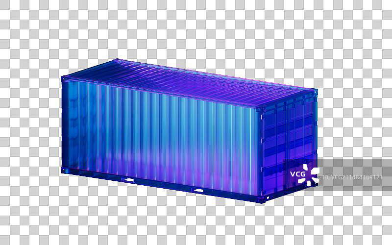 集装箱与霓虹灯光效果3D渲染图片素材