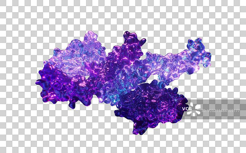 生物蛋白质与霓虹灯光效果3D渲染图片素材