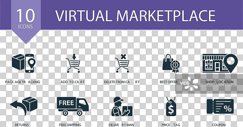 虚拟市场图标创意合集图片素材