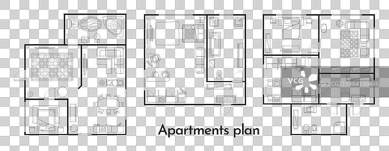 带家具的公寓户型平面图图片素材