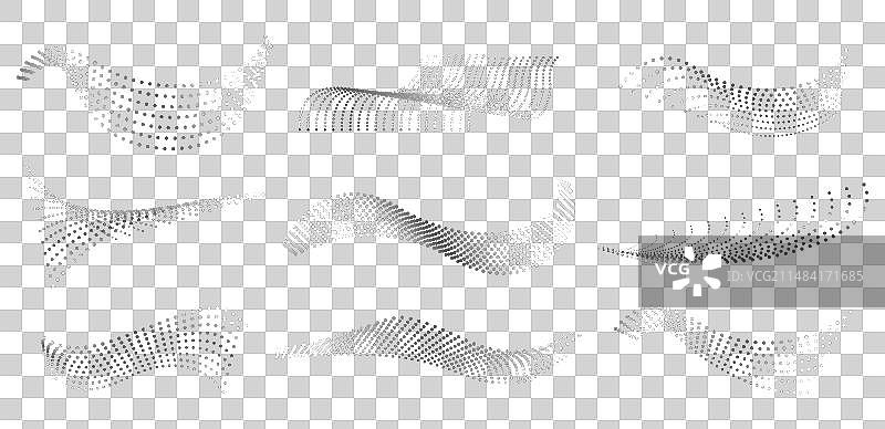 虚线半色调抽象液体波浪图片素材