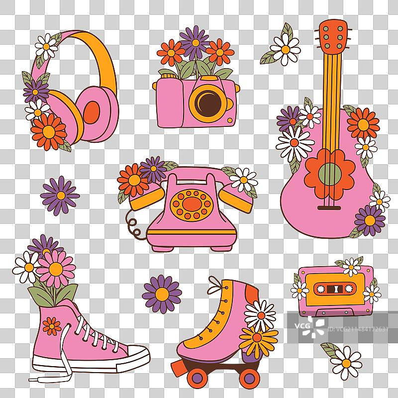 一组复古物品插画图片素材