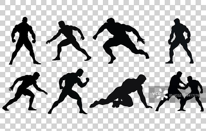 摔跤剪影图片素材