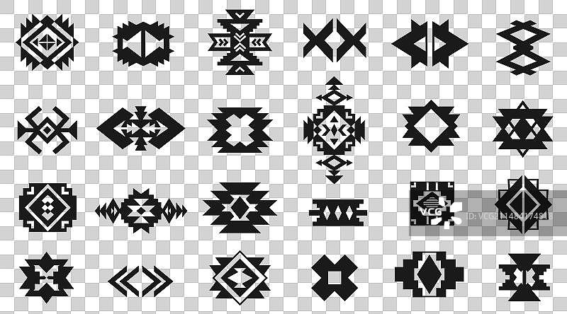 阿兹特克纳瓦霍风格图案集合，西南艺术符号图片素材