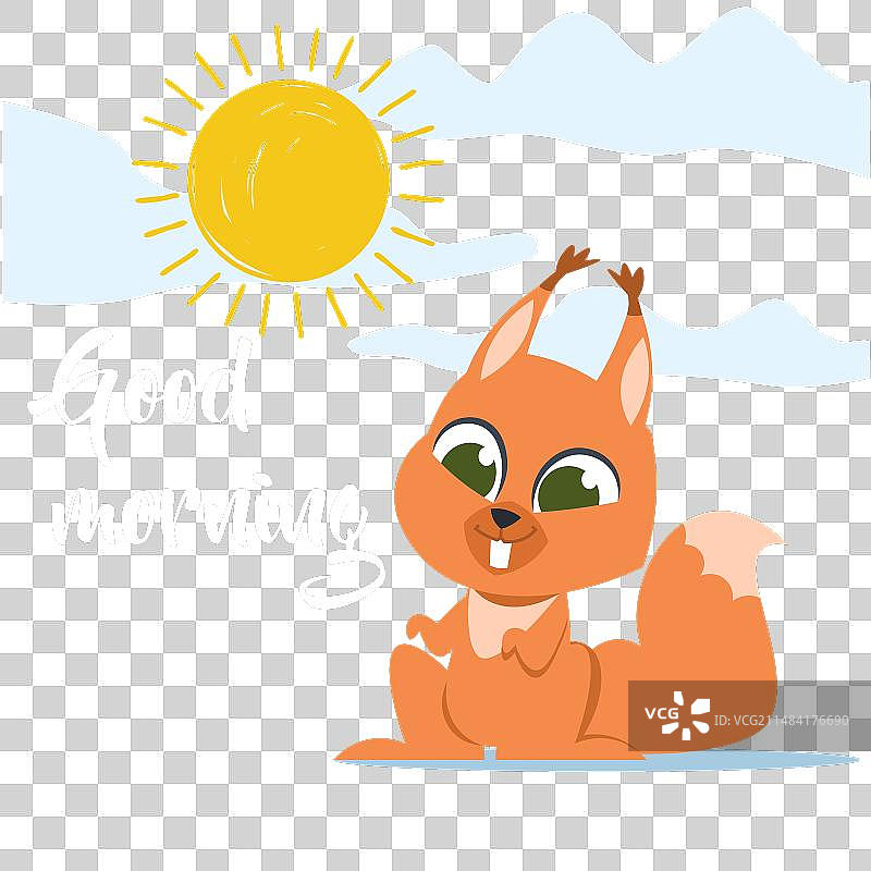 卡通可爱动物早上好图片素材