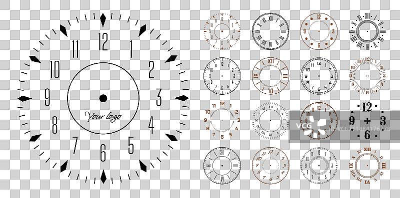 罗马数字时钟表面表盘模板图片素材