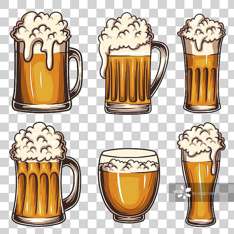 玻璃比尔森啤酒套装合集图片素材