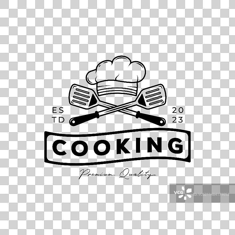 厨师帽与锅铲烹饪标志设计图片素材