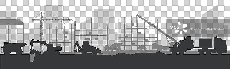 城市中的重型建筑机械图片素材