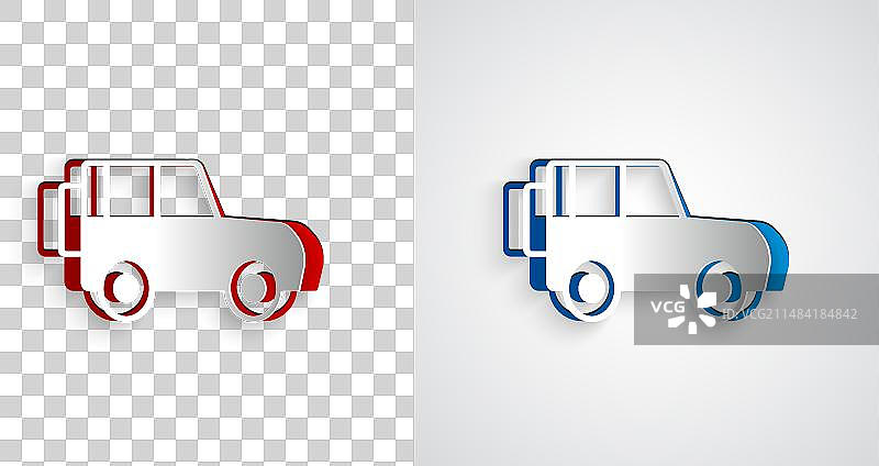 灰色背景上的剪纸风越野车图标图片素材