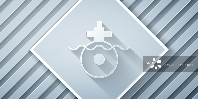 灰色背景上的剪纸潜艇图标图片素材