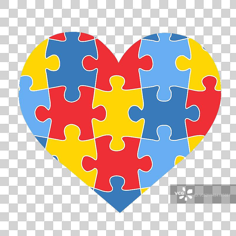 白色背景上的心形拼图符号图片素材