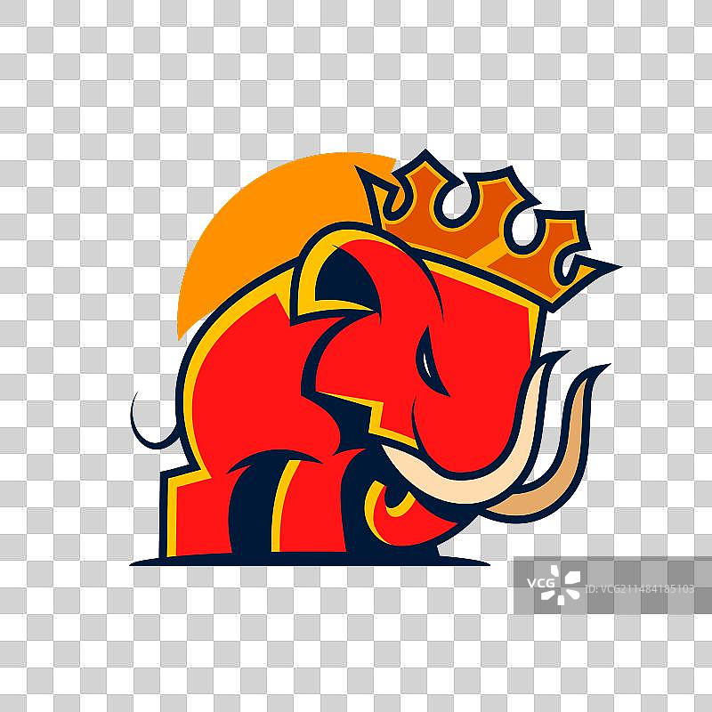 戴皇冠的大象logo设计图片素材