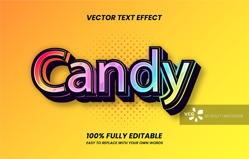 彩色3D糖果文字效果图片素材