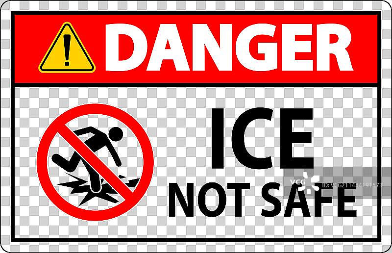冰面不安全危险标志图片素材