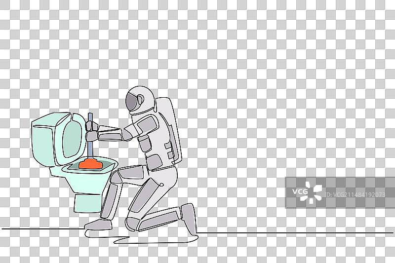 宇航员单线连续画图片素材