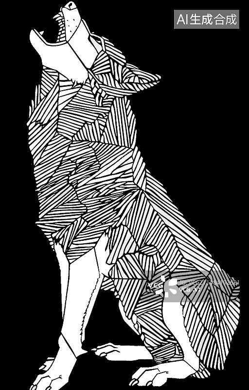 【AI数字艺术】黑色背景下的狗剪影图片素材