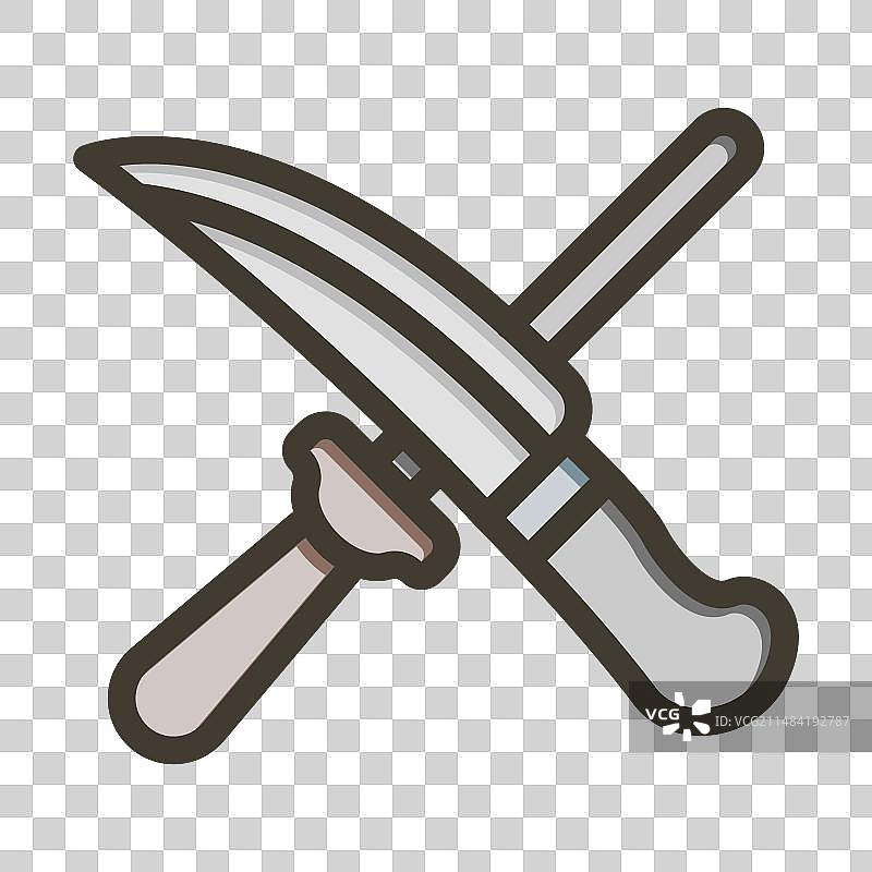 用于刀具磨刀器的粗线条填充颜色图标图片素材