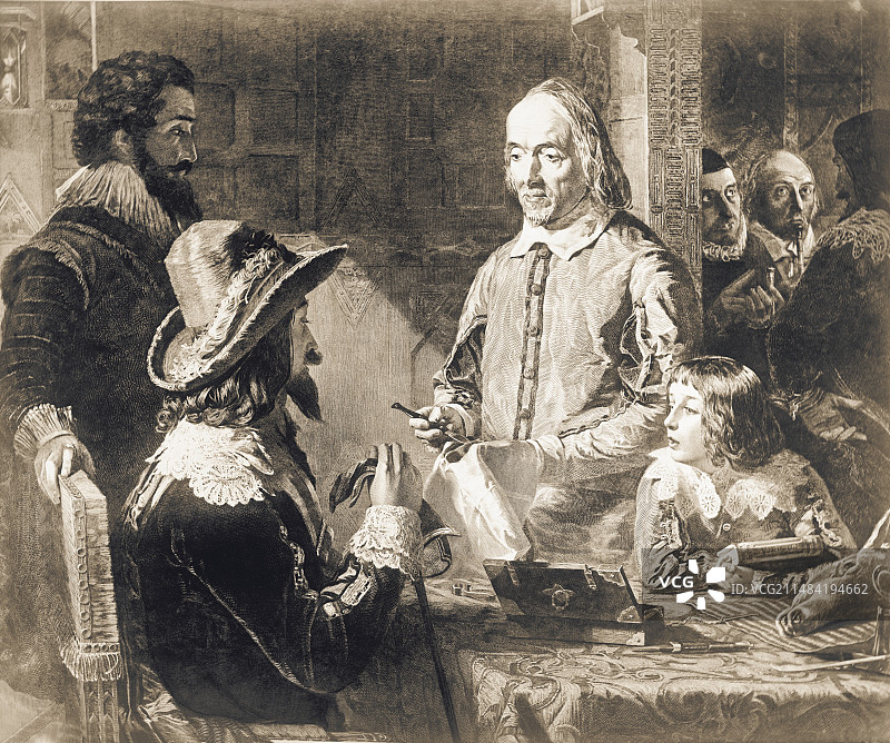 哈维向查理一世展示心脏解剖结构图片素材