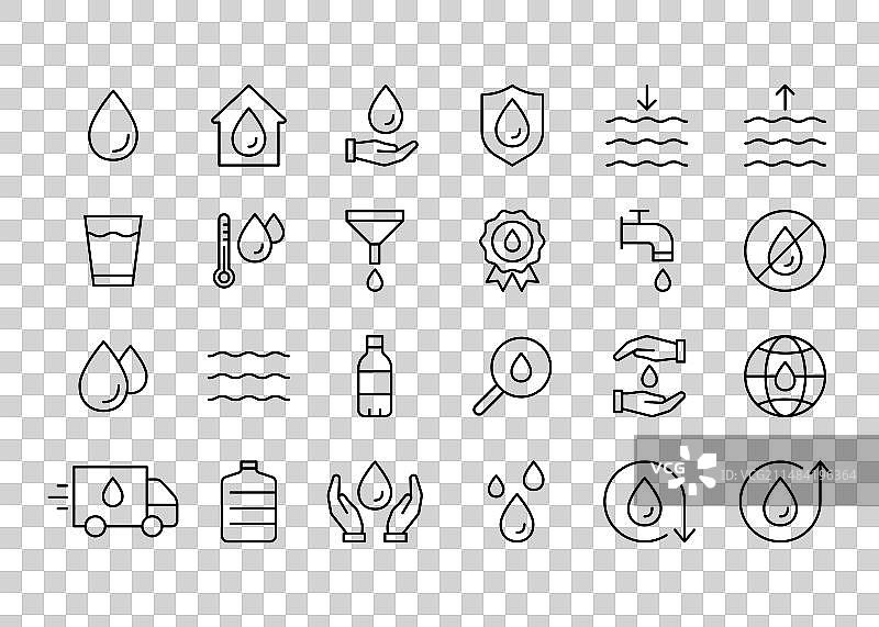 安全净水水滴线性图标图片素材