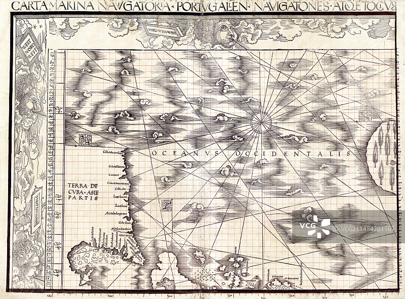 瓦尔德泽米勒《航海图》，1516年图片素材