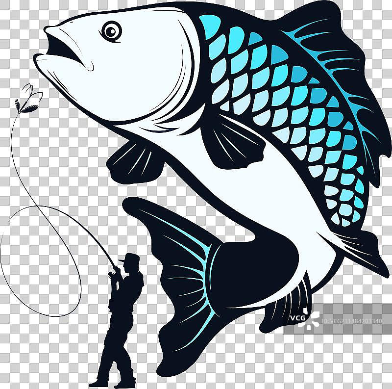 渔民钓大鱼图片素材