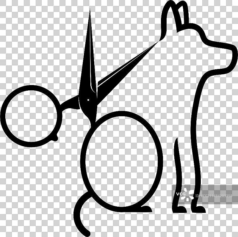 狗的轮廓和美容师剪刀设计图片素材