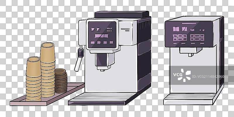 手绘咖啡机饮水机纸杯插画元素图片素材