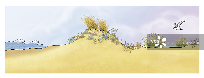 地中海沙丘插画图片素材